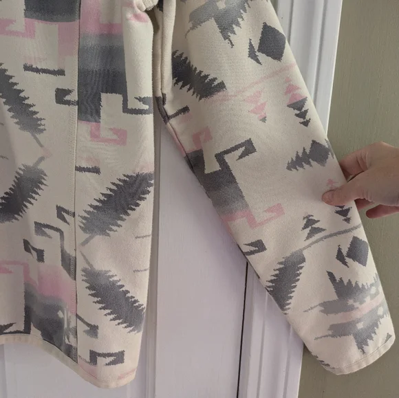 Ralph Lauren Aztec Western Preppy puffer Jacket pink and gray size L athleisure - Picture 9 of 9